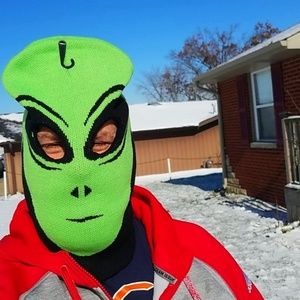 Alien Ski Face Mask Green Black Adult Sz UFO Bin2